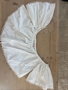 White Pom Pom Trim Off-Shoulder Top Flowy